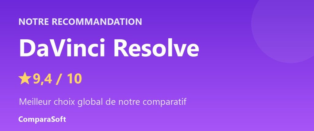 Notre recommandation : DaVinci Resolve (9,4/10) – Meilleur logiciel de montage vidéo en 2026